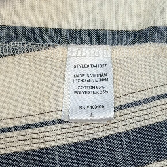 Love J Blue White Striped Crop Top L ¾ Sleeve Button Back Tie Nautical Chic Cool - Picture 11 of 12